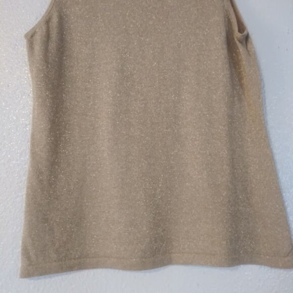 Peter Nygard women's size L gold metallic shell tank top - Picture 6 of 14